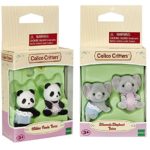 Calico Critters Wilder Panda Bear Twins and Ellwoods Elephant Twins