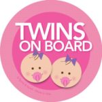 Twins on Board Car Sticker – Brunette twin girls on board – Modern and Unique – Bright Colors