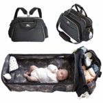 3 in 1 Diaper Bag Backpack with Diaper Changing Pad and Portable Bassinet for Traveling | Unisex Design | Baby Shower Gift | Multi Function Portable Bassinet Diaper Bag by Laluka Patent Pending