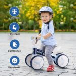 Baby Balance Bike for 1 Year Old Boys Girls, 12-36 Months Riding Toys Toddler Bike with Adjustable Seat, No Pedal Infant 4 Wheels Bicycle, Baby’s First Bike First Birthday Gift Christmas