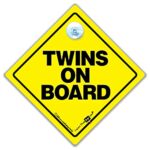 Twins On Board Car Sign, Baby on Board Sign Style Suction Cup Car Sign for Twins