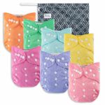 Over The Rainbow Baby Cloth Pocket Diapers 7 Pack, 7 Bamboo Inserts, 1 Wet Bag by Nora’s Nursery