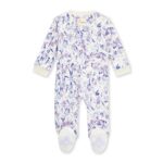Burt’s Bees Baby Baby Girls’ Sleep and Play Pajamas, 100% Organic Cotton One-Piece Romper Jumpsuit Zip Front Pjs, Wisteria, Newborn