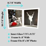 Tasse Verre 8×10 Folding Picture Frames (2-Pack) White w/HIGH DEFINITION GLASS – Displays Two 8″x10″ Inch Collage Pictures Double Dual Twin 2 Photo Frame for Desk or Table Top Hinged Frames