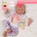 BABESIDE Reborn Baby Dolls with Heartbeat and Sound -17 in Realistic Newborn Baby Dolls Soft Body Baby Girl with Feeding Kit Gift Box for Kids Age 3+