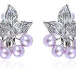Alilang Mini Swarovski Elements Crystal Twin Cherries Pink Faux Pearl Clip On Earrings