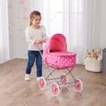 Badger Basket Just Like Mommy 3-in-1 Toy Doll Pram Stroller and Carrier for 18-22 inch Dolls – Pink/Polka Dots