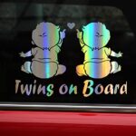 Meitinalife Twins Baby on Board Stickers Kids ON Board Funny Car Stickers and Decals Baby in Car Styling Bumper Sticker Windshield Window Vinyl Decal for Car Body Door Decoration 7.87″x5.11″ (1)
