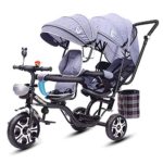 Baby Stroller YXGH@ Twin Tricycle Children’s Double Seat Cart Twin Rotating Seat Reclining 1-7 Year Old Baby Carriage
