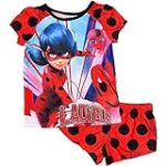 Miraculous Ladybug Little/Big Girls Pajama Sleepwear Sets, Red Dot, 6