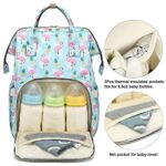 Yusudan Flamingo Diaper Bag Backpack for Baby Girls, Mom Waterproof Large Nappy Bags for Women (Green)