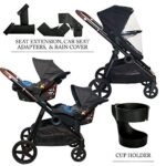 Venice Child Maverick Travel System Single to Double Stroller for Twins with Newborn Bassinet Pram and Toddler Seat (Package 2, Eclipse Black)