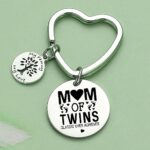 JIUSHUN Twins Mom Gifts Mom Of Twins Keychain Mothers Day Keychain For Twins Mommy Gift Expecting Mother Gift Baby Shower Keychain For Twin Mama Gift Mother To Be Keychain New Mom Jewelry