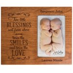 Personalized New baby gifts for twins picture frame for boys and girls Custom engraved photo frame for new parents nana,mimi and grandparents (Cherry)