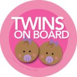 Twins on Board Car Sticker – Afr. Amer. twin girls on board – Modern and Unique – Bright Colors