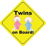 Twins On Board Boy & Girl Bunny Cute Funny Baby Sticker Decal Design 5″ X 5″