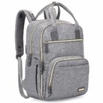 Diaper Bag Backpack, iniuniu Large Unisex Baby Bags Multifunction Travel Back Pack for Mom and Dad with Changing Pad and Stroller Straps, Gray