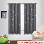 NICETOWN Star Cutouts Blackout Curtain – Nap time Essential Nursery Window Drapery for Kid’s Room, Bedroom Blackout Drape with Die-Cut Stars (Grey, 1 Panel, W52 x L63-Inch)