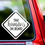 Minglewood Trading Tiny Humans on Board vinyl decal sticker 6″ x 6″ Baby Infant Car Sign PLURAL – BRIGHT PINK
