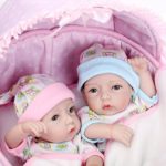 iCradle 10″ 26cm Mini Lifelike Baby Girl and Baby Boy Twins Reborn Doll Full Body Vinyl Silicone Realistic Looking Newborn Twin Dolls Anatomically Correct