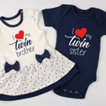 Twin Boy and Girl Outfits, I Love My Twin Brother/I Love My Twin Sister Baby Set, 0-3 Months