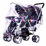 Universal Stroller Raincover Twins Strollers  Double & Tandem Pushchairs rain Cover for Pram Buggy Rainproof Dustproof Windproof Rain Cover with Canopy and Zipper Door