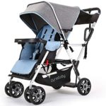 Double Stroller Convenience Urban Twin Carriage Stroller Tandem Collapsible Stroller All Terrain Double Pushchair for Toddler Girls and Boys with 2 Seating Capacity 5 Point Harness Big Storage