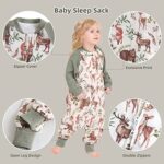 LifeTree Baby Sleep Sack with Feet Wearable Blanket, Soft Toddler Sleeping Bag Long Sleeves, Viscose from Bamboo Cotton, Small (Woodland Animals, 6M-12M)