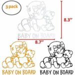 Fanco Electronics Baby Girl on Board Sticker Decals Safety Signs on Board for Cars Waterproof Shiny Reflective White Black Yellow Last for 6 Yr (Pack of 3) 8.7‘’X8.3”