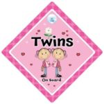 Twins On Board Car Sign, Pink Flower Car Sign, Twins On Board Car Sign, Pink Flower, Baby On Board, Car Sign, Bumper Sticker Style, Baby On Board, Twin Girls