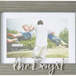 Malden International Designs 4×6 or 5×7 The Boys! Distressed Expressions Picture Frame Silver Finish The Boys! Word Attachment Gray Textured Wood Grain Finish MDF Frame White Beveled Mat
