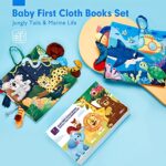 Baby Books 0-6 Months – 2PCS Baby Toys 6-12 Months+ Touch Feel Tummy Time Books, Baby Boy Gifts for Baby Shower,Christmas Stocking Stuffers,Learning Sensory Stroller Toys 0-3 4-6 Months Developmental