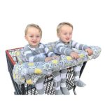 O-Toys 2 in 1 Twins Shopping Cart Cover Baby Toddler High Chair Cover Portable Infant Cotton Seat Cover Positioner with Storage Pouch and Safety Belt for Boys Girls Germ Protection