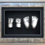 New 3D Baby Plaster Casting Kit Boy Girl Twins Siblings / Urban Pewter Silver Frame / Metallic Silver paint – by BabyRice