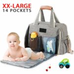 Baby Diaper Bag, Large Stylish Tote Convertible Travel Baby Bag for Boys Girls with Changing Pad, Insulated Pockets (Grey)