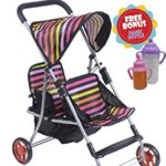 Exquise Buggy, My First DOLL Twin Stroller Front and Back with Basket With 2 FREE Magic Bottles Included