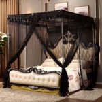 Princess 4 Corners Post Bed Curtain Canopy Netting (Twin, Black)