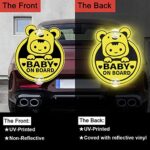Leniutor Cute Koala Baby On Board Sticker for Cars, Highly Reflective Double-Sided Kids On Board Suction Cup Warning Caution Sign Decals for Car Window (Reflective Suction Cup, Yellow)