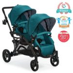 Contours Options Elite Tandem Double Toddler & Baby Stroller, Multiple Seating Configurations, Reclining Seats, Lightweight Frame, Car Seat Compatibility, Large Storage Basket, Aruba Teal