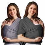 Sable Baby Wrap Carrier [2-Pack] for Nursing Cover for Infants and Newborns Up to 35 lbs w/Portable Carrying Bag (Light Grey and Dark Grey)
