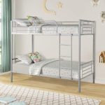 Merax Twin Over Twin Metal Bunk Bed with Removable Ladder (Silver.)