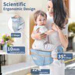 Safotad Baby Carrier with Hip Seat,Ergonomic M Position 6in1 Baby Carrier Newborn to Toddler,Head Support and Breathable Mesh Newborn Carrier,Adjustable Baby Holder Carrier for Dad&Mom-Blue