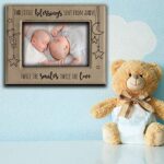 BELLA BUSTA Twice The Blessings From Above,Twice The Smiles, Twice The Love-TWINS New Baby Gift-Twin Frame Boy Twins Girl Twins-Nursery decor-Engraved Leather Picture Frame (4″x 6″ Horizontal)