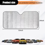 QODOLSI Pack-1 Car Windshield Sunshade, 51.1″ x 23.6″ Front Windshield Sunscreen Heat Shield, Front Window Sun Protector Cover, Universal for Auto SUVs UV Rays & Sun Heat Interior Protector (Silver)