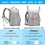 Rabjen Diaper Bag Backpack, Transformable Baby Bag, Spacious Enough for Twins’ Stuff, Multifunction Back Pack