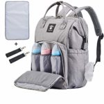 Extra Large Diaper Bag Backpacks, Wide Opening Baby Diaper Bags for Mom Dad, FRANK MULLY Travel Nappy Bag with Changing Pad Stroller Straps Insulated Pockets Gray, Perfect Baby Shower Gift