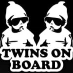 Twins On Board Decal Vinyl Sticker|Cars Trucks Vans Walls Laptop| White|5.5 x 5.2 in|DUC504