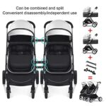 Side by Side Twin Baby Pram Stroller Double Stroller for Infant and Toddler,Detachable 2 Single Strollers Foldable Pushchair with Adjustable Canopy,Storage Basket (Color : Blue)