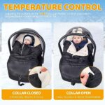 Orzbow Winter Car Seat Covers for Babies, Universal Baby Car Seat Bunting Bag with Adjustable Collar, Waterproof Carseat Cover with Zipper, Warm Berber Fleece, Detachable and Machine Washable, Black