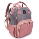 Qimiaobaby Diaper Bag Backpack, baby Nappy storage travel bag (Pink Gray)